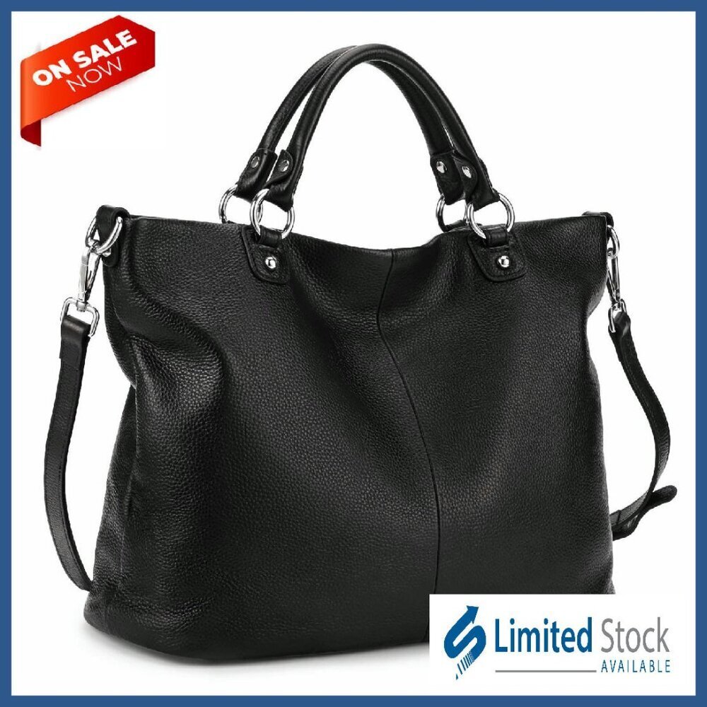 Large Leather Tote Bag with Adjustable Strap, Multiple Pockets for Work & Travel